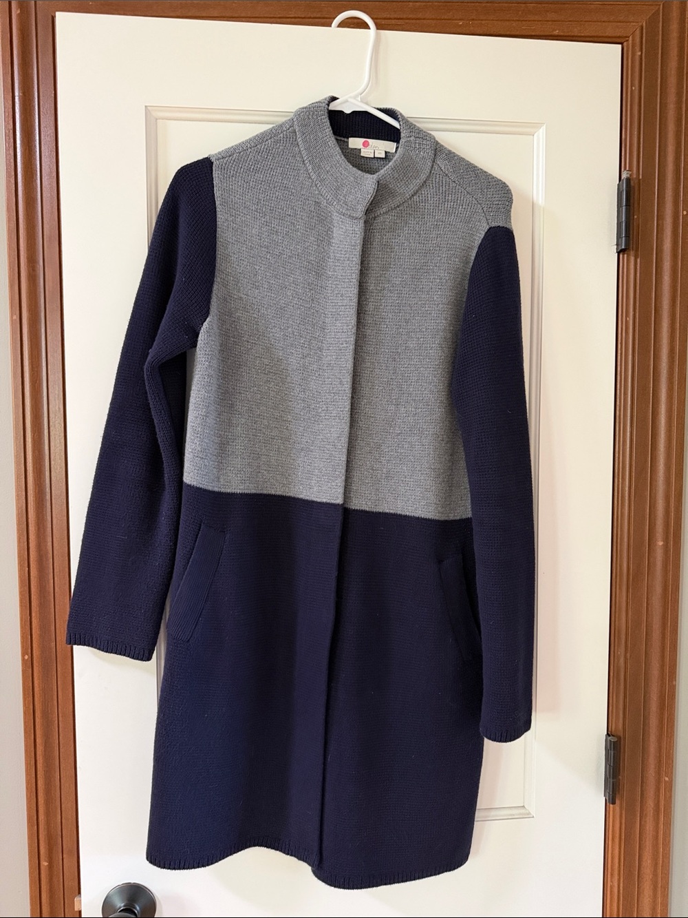 Boden Navy and Gray Colorblock Trench Coat